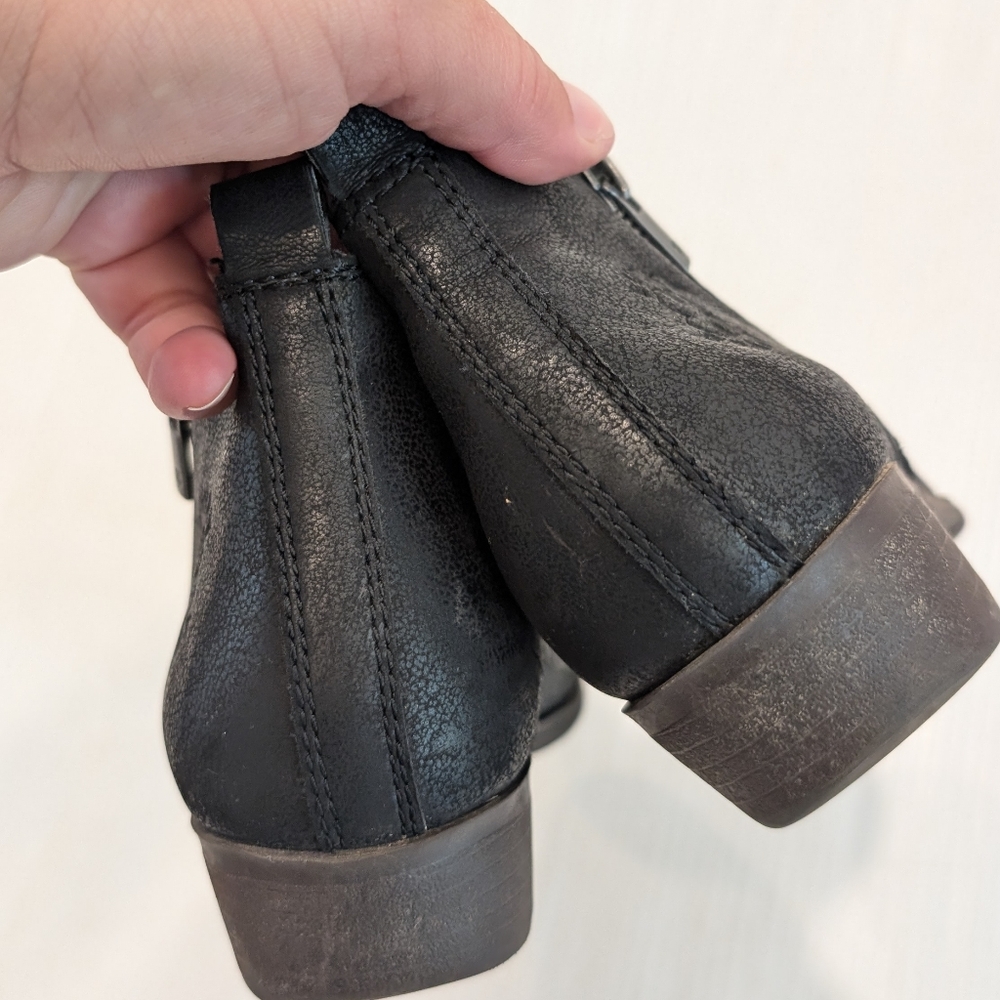 LUCKY BRAND Girls Black Leather Ankle Boots Size 3 - Picture 5 of 5